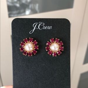 J. Crew Pink and Gold Stud Earrings with Pearl Center. Brand new